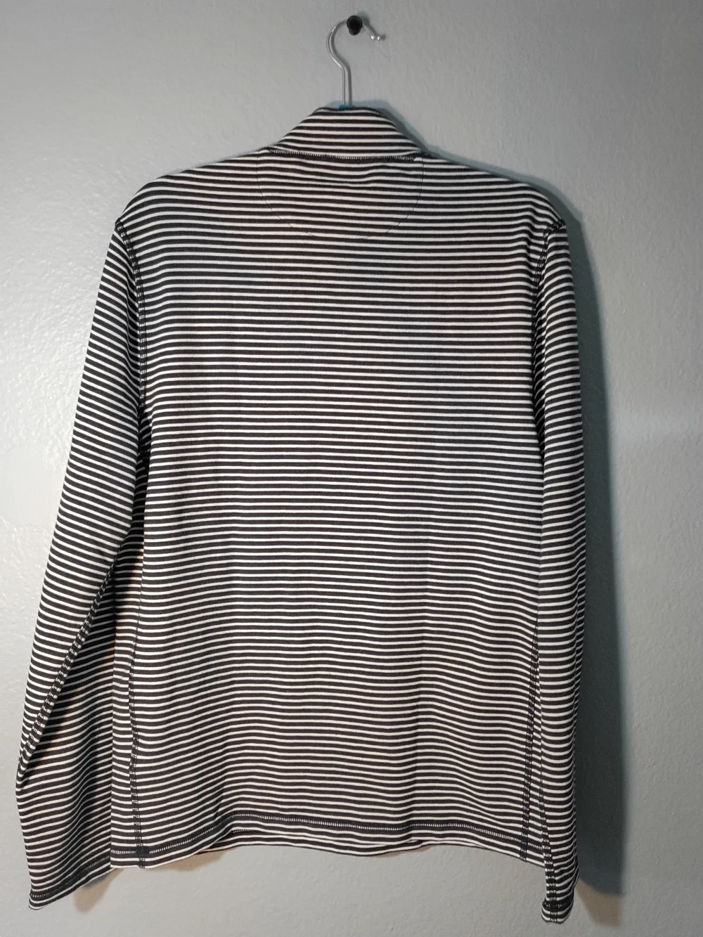 J. Crew Men's Long Sleeve Striped Quarter-Zip — Navy & White